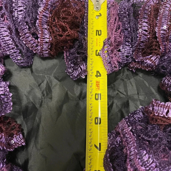 Skinny purple crocheted scarf w/hand sewn sparkles. 70” long/4” wide. Boutique. - Picture 4 of 5
